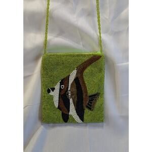 Ermo Tropical Fish Green Beaded Handbag